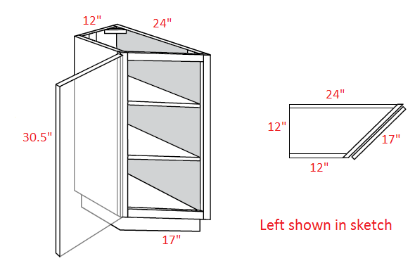 Essex Castle Assembled 12"Angle Base Cabinet