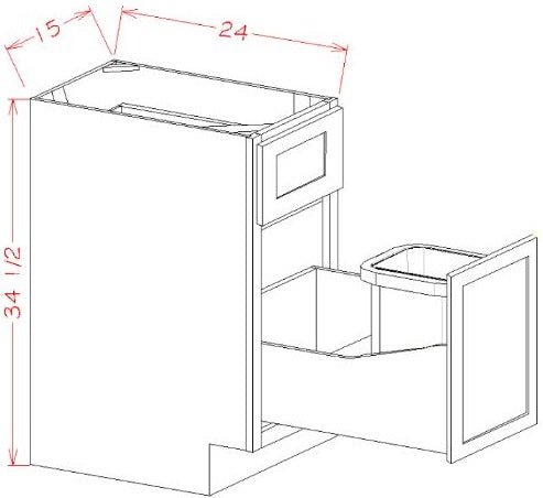 Highland Ivy RTA 15" Soft Close Trash Base Cabinet