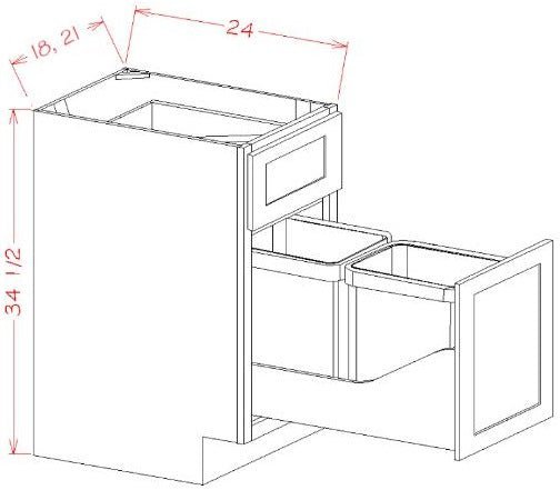 Oxford Mist RTA 18" Soft Close Trash Base Cabinet