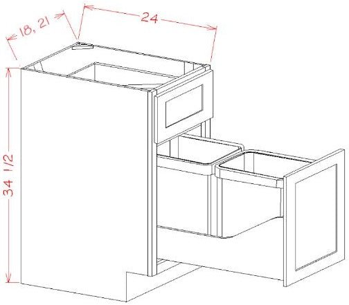 Highland White RTA 18" Soft Close Trash Base Cabinet