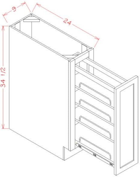 Oxford Mist RTA  9"  Spice Base Cabinet