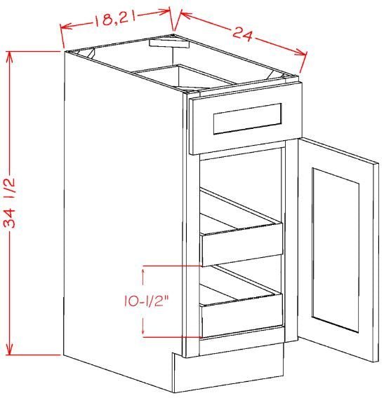 Oxford Mist RTA 21" Base Cabinet With Roll Outs
