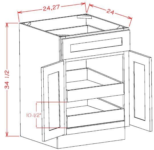 Oxford Mist RTA 27" Base Cabinet With Roll Outs