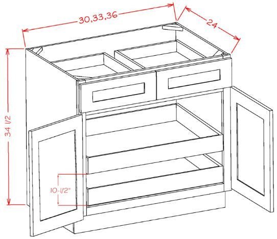 Oxford Mist RTA 36" Base Cabinet With Roll Outs