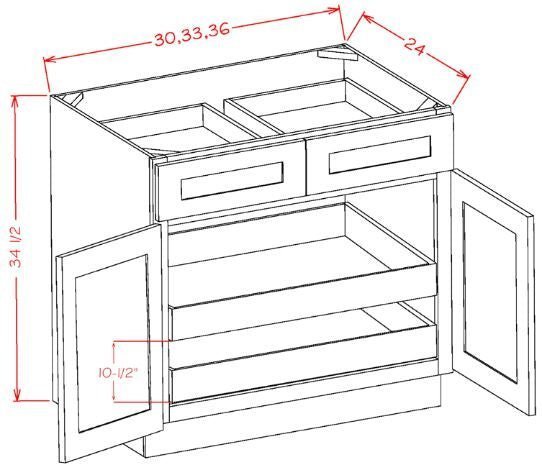 Highland Black RTA 30" Base Cabinet With Roll Outs