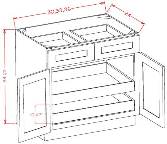 Highland White RTA 36" Base Cabinet With Roll Outs