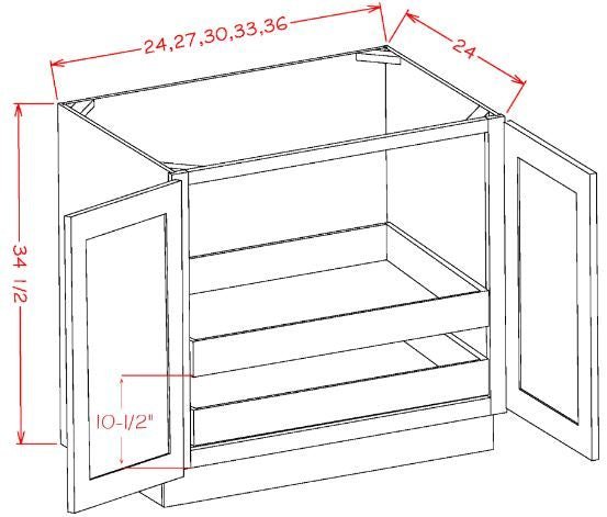 Oxford Mist RTA 33" Base Cabinet With Roll Outs