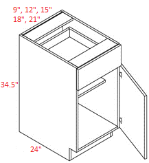 Euro M Black RTA 15" Base Cabinet