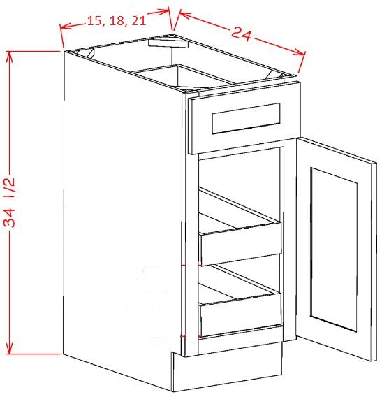 Yarmouth RTA 21" Base Cabinet With Roll Outs