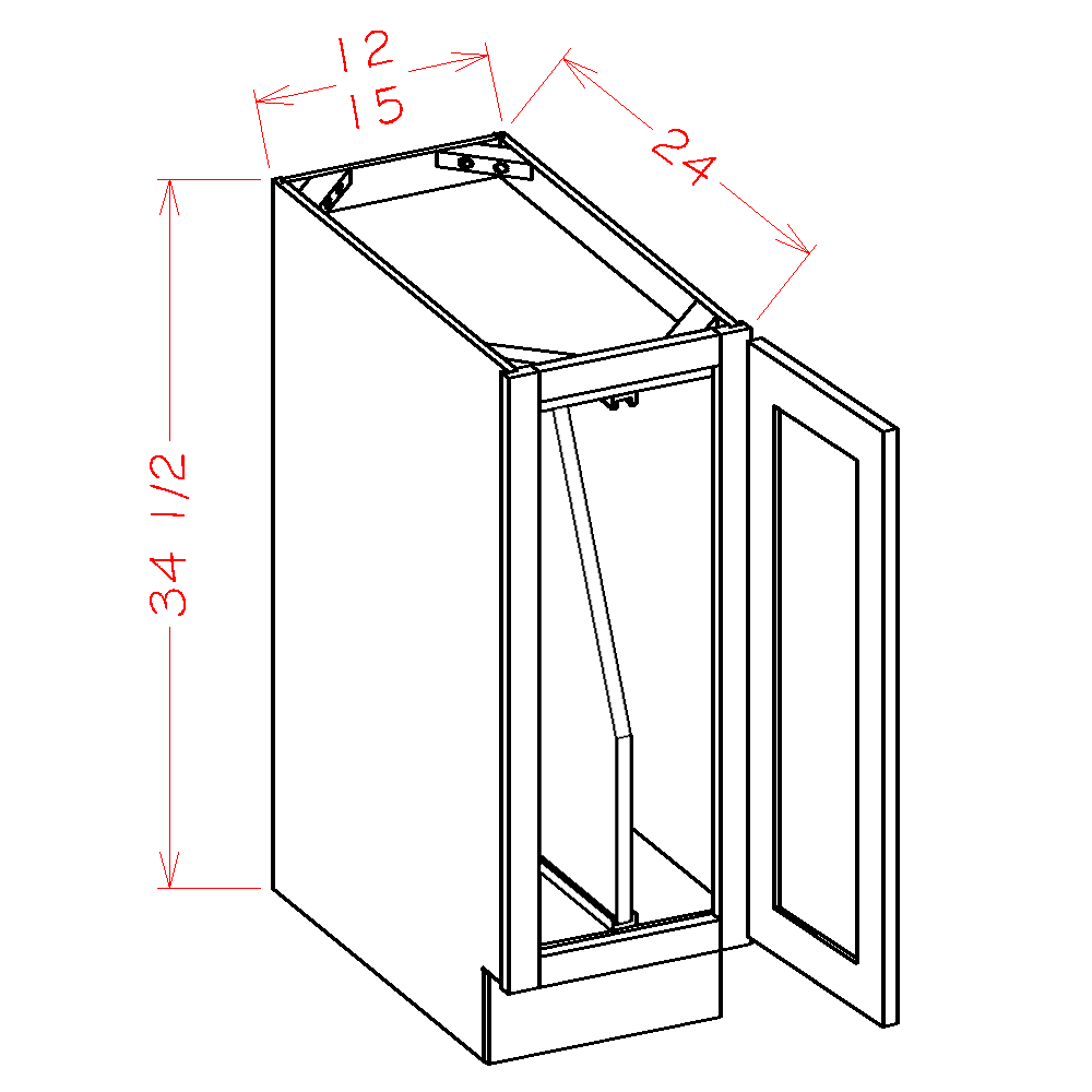 Oxford Mist RTA 12" Base Cabinet With Tray Divider