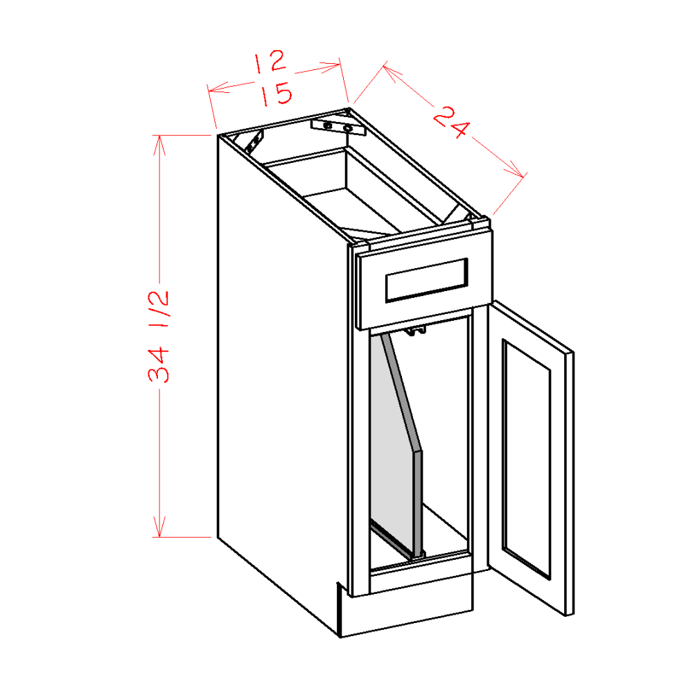 Oxford Mist RTA 12" Base Cabinet With Tray Divider
