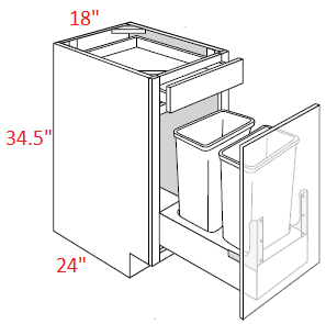 Yarmouth RTA 18" Soft Close Trash Base Cabinet With Door Mount Kit