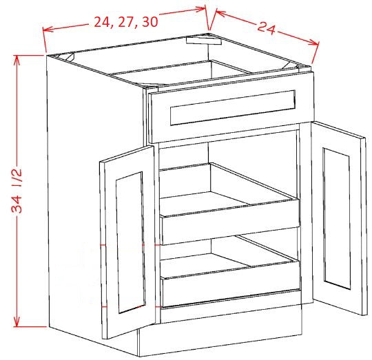 Yarmouth RTA 27" Base Cabinet With Roll Outs