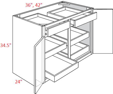 Essex Castle Assembled 36" Base Cabinet With Roll Outs