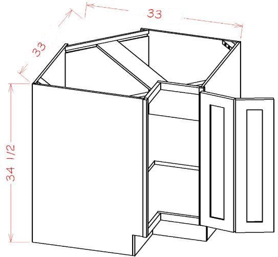 Oxford Mist RTA 33" Easy Reach Corner Cabinet
