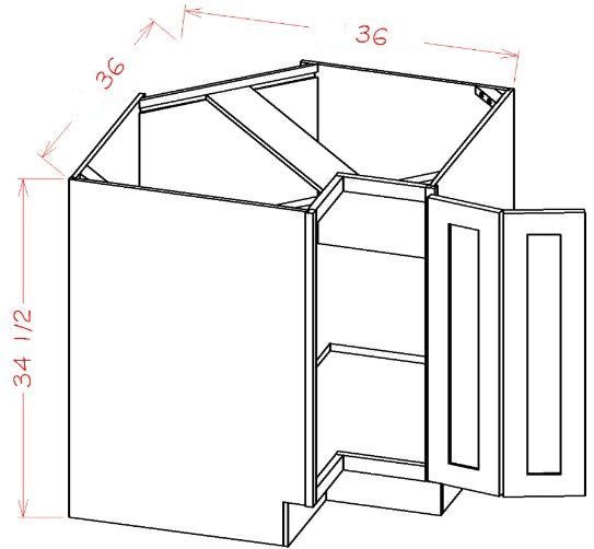 Oxford Mist RTA 36" Easy Reach Corner Cabinet