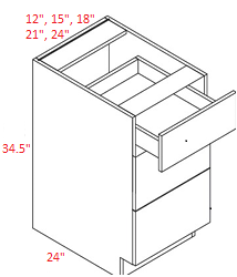 Euro M Black RTA 24" Drawer Base Cabinet