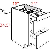 Amesbury White Shaker RTA 18" Drawer Base Charging Cabinet