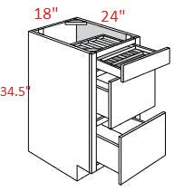 Amesbury White Shaker RTA 18" Drawer Base With 2-Tier Cutlery Drawer