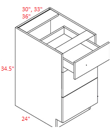 Euro M Black RTA 30" Drawer Base Cabinet