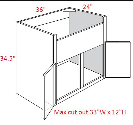 Essex Castle Assembled 36" Farm Sink Base Cabinet