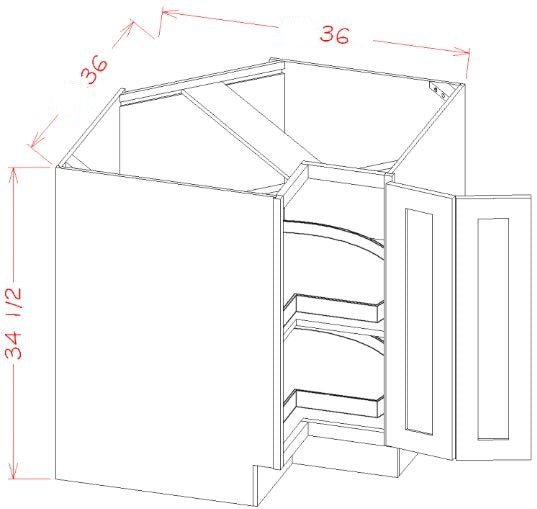 Highland White RTA 36" Corner Base Cabinet