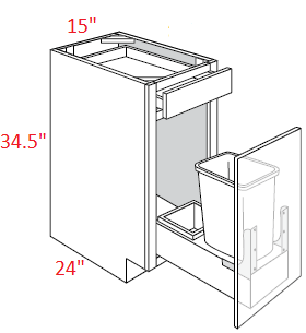 Amesbury White Shaker RTA 15" Soft Close Trash Base Cabinet