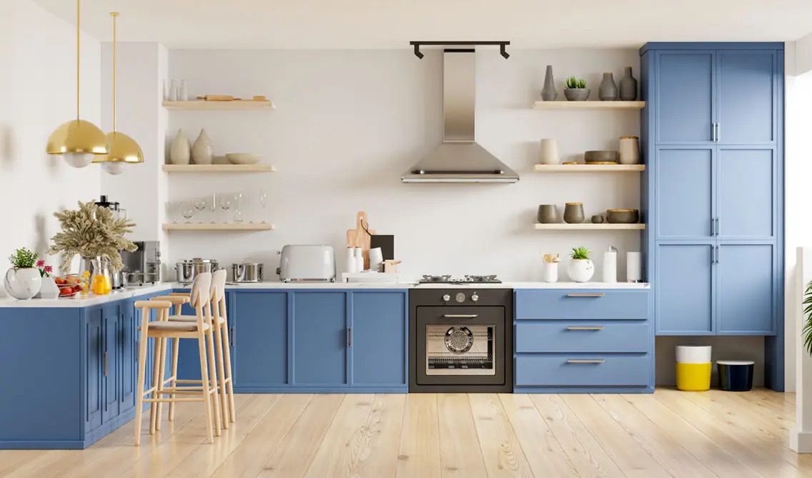 Blue & White Kitchen Cabinet