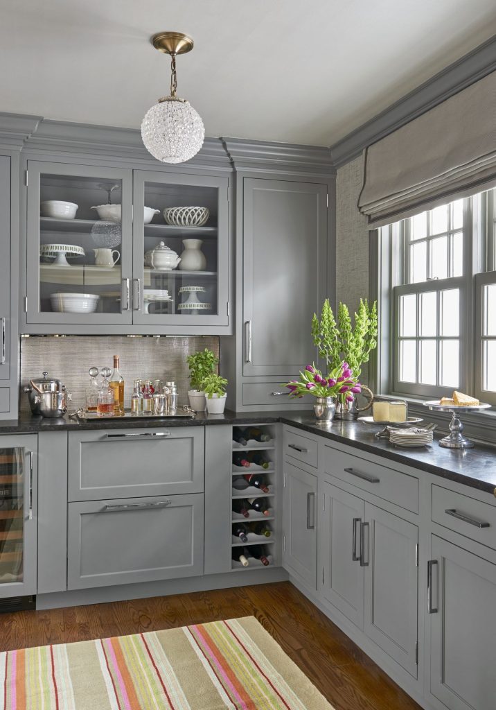 Soft-gray-cabinets-for-small-kitchens