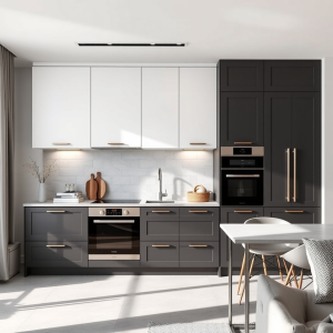 Luxury-Bespoke-Shaker-Kitchens-Shaker-style-Charcoal-grey-lower-cabinets-crisp-white-uppers-for-urban-elegance