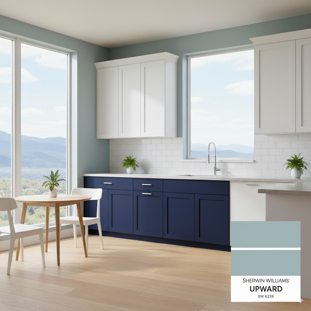 Navy Cabinets Work With Sherwin Williams Upward